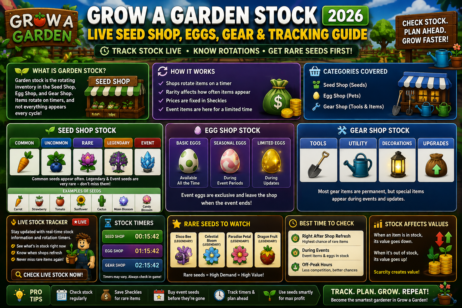 Grow a Garden Stock 2026: Live Seeds, Eggs & Gear Tracker Guide