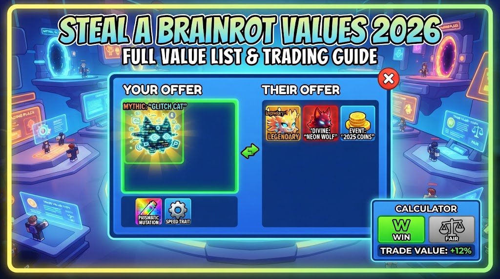 Steal a Brainrot Values 2026: Full Value List & Trading Guide